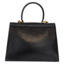 Salvatore Ferragamo Gancini Hand Bag Leather 2way Black Gold Auth 155615-3