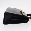 Salvatore Ferragamo Gancini Hand Bag Leather 2way Black Gold Auth 155615-4