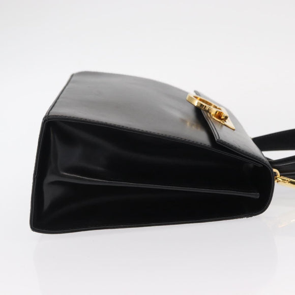 Salvatore Ferragamo Gancini Hand Bag Leather 2way Black Gold Auth 155615