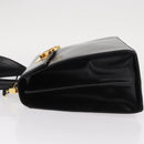Salvatore Ferragamo Gancini Hand Bag Leather 2way Black Gold Auth 155615-5