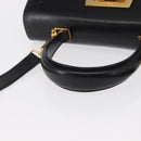 Salvatore Ferragamo Gancini Hand Bag Leather 2way Black Gold Auth 155615-7
