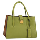Miu Miu Hand Bag Leather Green Gold Auth 155616-1