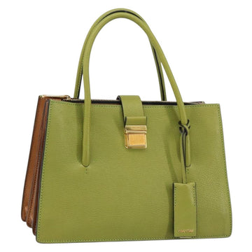 Miu Miu Hand Bag Leather Green Gold Auth 155616