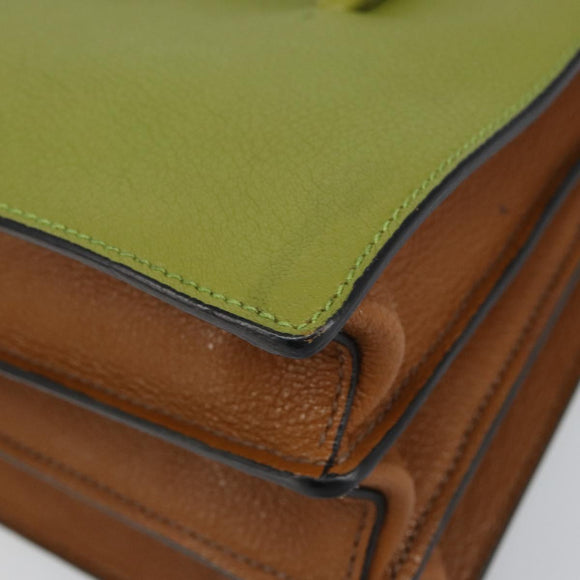 Miu Miu Hand Bag Leather Green Gold Auth 155616