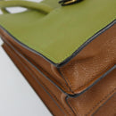 Miu Miu Hand Bag Leather Green Gold Auth 155616-11