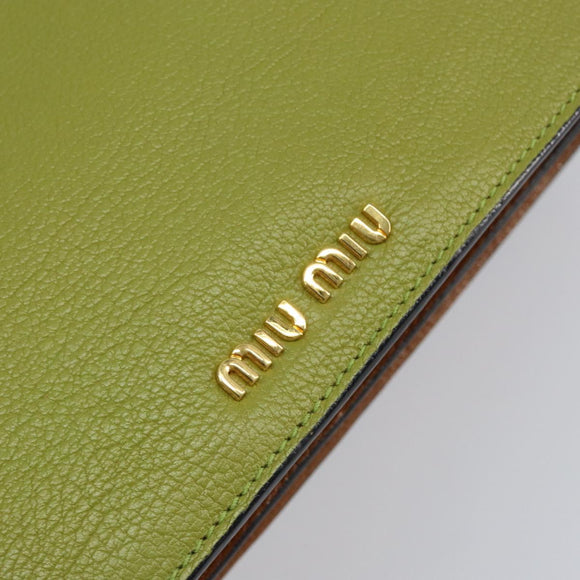 Miu Miu Hand Bag Leather Green Gold Auth 155616