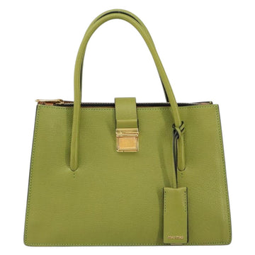 Miu Miu Hand Bag Leather Green Gold Auth 155616 - 0