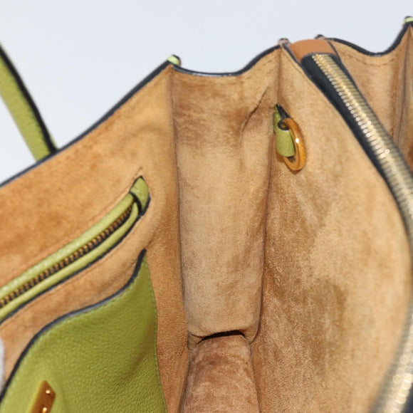 Miu Miu Hand Bag Leather Green Gold Auth 155616