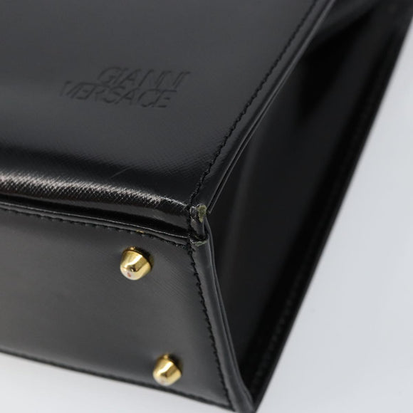 Gianni Versace Shoulder Bag Leather Black Gold Auth 155617