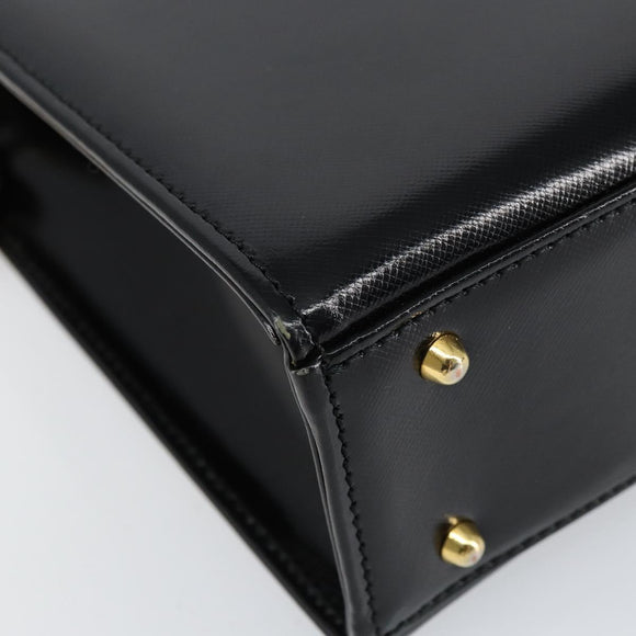 Gianni Versace Shoulder Bag Leather Black Gold Auth 155617