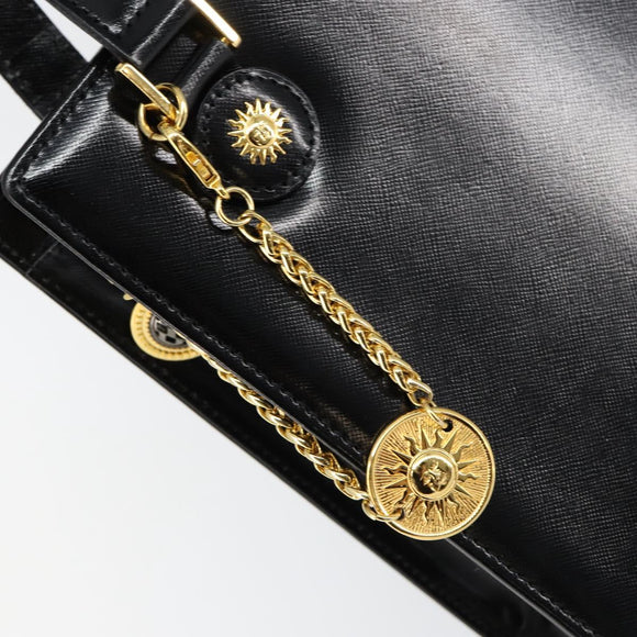 Gianni Versace Shoulder Bag Leather Black Gold Auth 155617