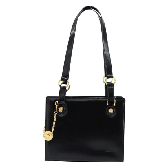 Gianni Versace Shoulder Bag Leather Black Gold Auth 155617