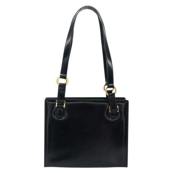 Gianni Versace Shoulder Bag Leather Black Gold Auth 155617