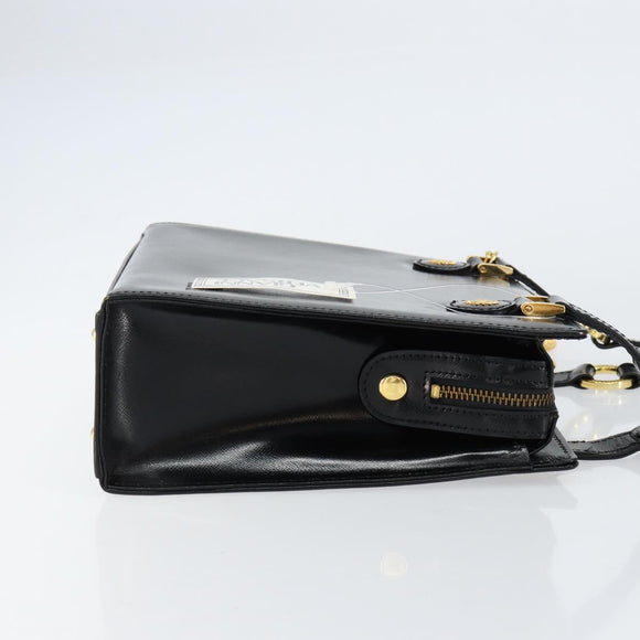 Gianni Versace Shoulder Bag Leather Black Gold Auth 155617