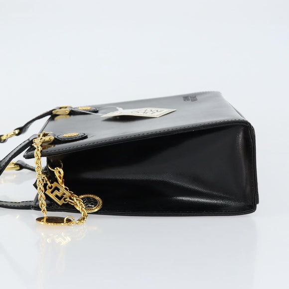 Gianni Versace Shoulder Bag Leather Black Gold Auth 155617