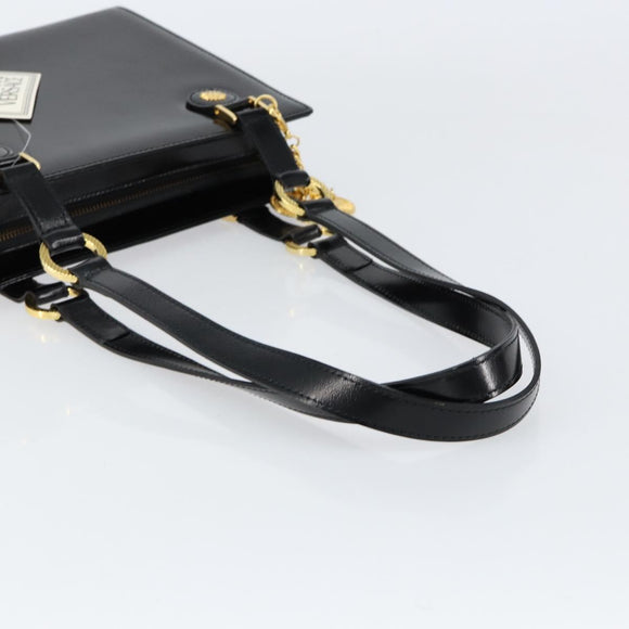 Gianni Versace Shoulder Bag Leather Black Gold Auth 155617