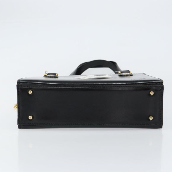 Gianni Versace Shoulder Bag Leather Black Gold Auth 155617