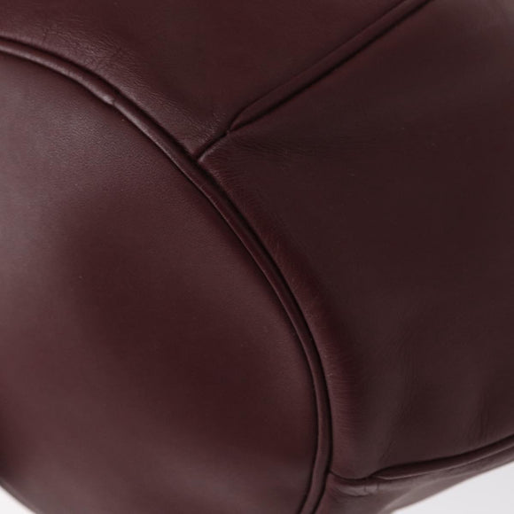 CARTIER Must Line Shoulder Bag Leather Bordeaux Gold Auth 155621