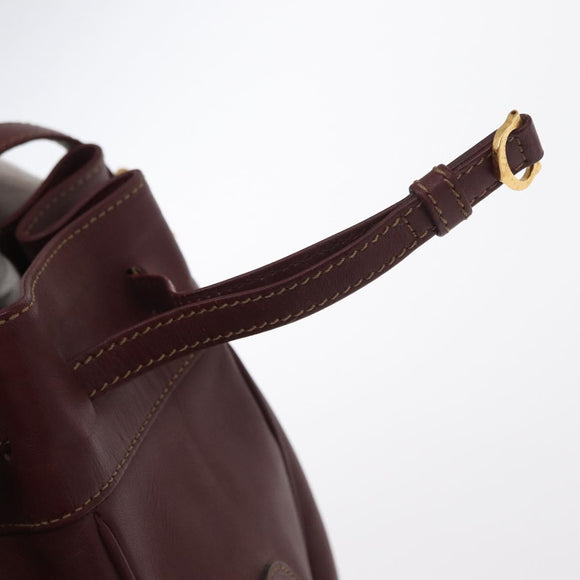 CARTIER Must Line Shoulder Bag Leather Bordeaux Gold Auth 155621