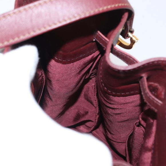CARTIER Must Line Shoulder Bag Leather Bordeaux Gold Auth 155621