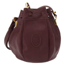 CARTIER Must Line Shoulder Bag Leather Bordeaux Gold Auth 155621-2