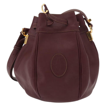 CARTIER Must Line Shoulder Bag Leather Bordeaux Gold Auth 155621 - 0