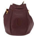 CARTIER Must Line Shoulder Bag Leather Bordeaux Gold Auth 155621-3