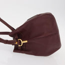 CARTIER Must Line Shoulder Bag Leather Bordeaux Gold Auth 155621-5