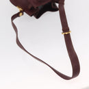 CARTIER Must Line Shoulder Bag Leather Bordeaux Gold Auth 155621-7