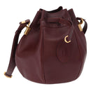 CARTIER Must Line Shoulder Bag Leather Bordeaux Gold Auth 155623-1