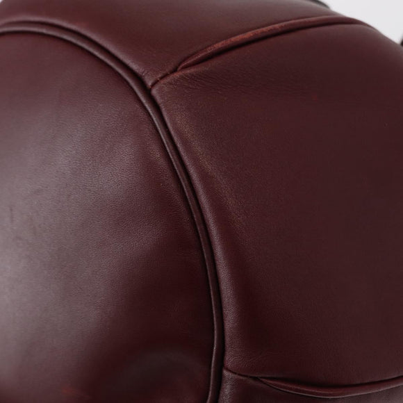 CARTIER Must Line Shoulder Bag Leather Bordeaux Gold Auth 155623