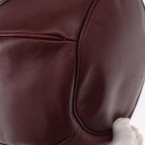 CARTIER Must Line Shoulder Bag Leather Bordeaux Gold Auth 155623