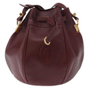 CARTIER Must Line Shoulder Bag Leather Bordeaux Gold Auth 155623-2