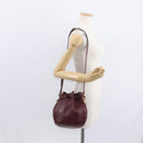 CARTIER Must Line Shoulder Bag Leather Bordeaux Gold Auth 155623-20