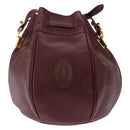 CARTIER Must Line Shoulder Bag Leather Bordeaux Gold Auth 155623-3