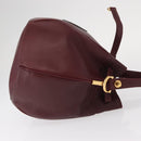 CARTIER Must Line Shoulder Bag Leather Bordeaux Gold Auth 155623-4