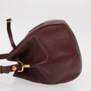 CARTIER Must Line Shoulder Bag Leather Bordeaux Gold Auth 155623-5