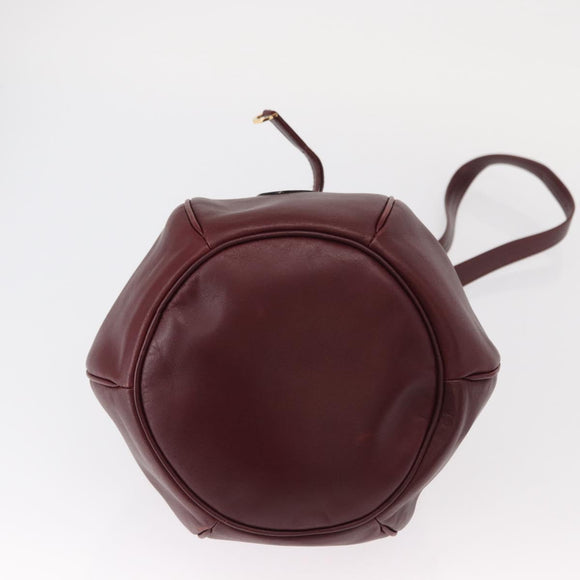 CARTIER Must Line Shoulder Bag Leather Bordeaux Gold Auth 155623