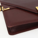 CARTIER Must Line Shoulder Bag Leather Bordeaux Gold Auth 155624-14