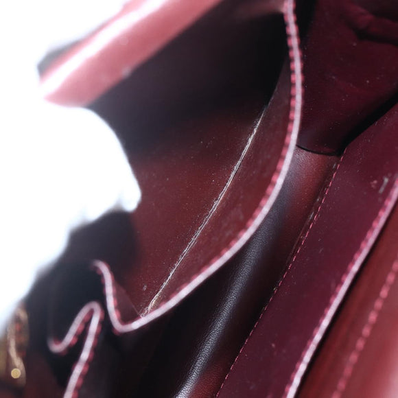 CARTIER Must Line Shoulder Bag Leather Bordeaux Gold Auth 155624