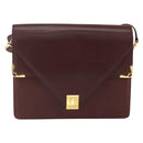 CARTIER Must Line Shoulder Bag Leather Bordeaux Gold Auth 155624-13