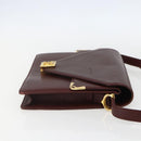 CARTIER Must Line Shoulder Bag Leather Bordeaux Gold Auth 155624-4
