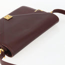CARTIER Must Line Shoulder Bag Leather Bordeaux Gold Auth 155624-6