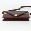 CARTIER Must Line Shoulder Bag Leather Bordeaux Gold Auth 155624-5