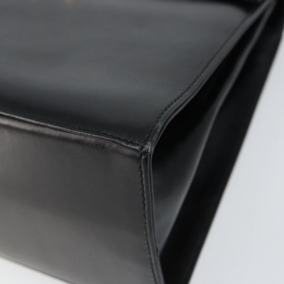 Salvatore Ferragamo Gancini Hand Bag Leather Black Gold Auth 155625