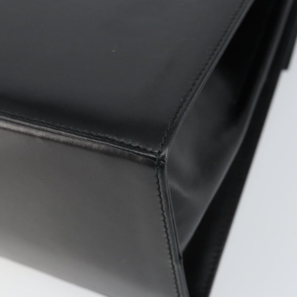 Salvatore Ferragamo Gancini Hand Bag Leather Black Gold Auth 155625