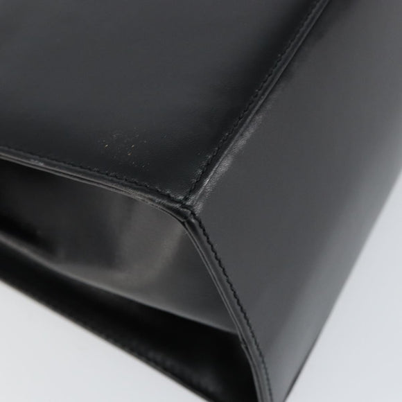 Salvatore Ferragamo Gancini Hand Bag Leather Black Gold Auth 155625