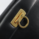 Salvatore Ferragamo Gancini Hand Bag Leather Black Gold Auth 155625-17