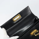 Salvatore Ferragamo Gancini Hand Bag Leather Black Gold Auth 155625-10