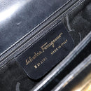 Salvatore Ferragamo Gancini Hand Bag Leather Black Gold Auth 155625-12